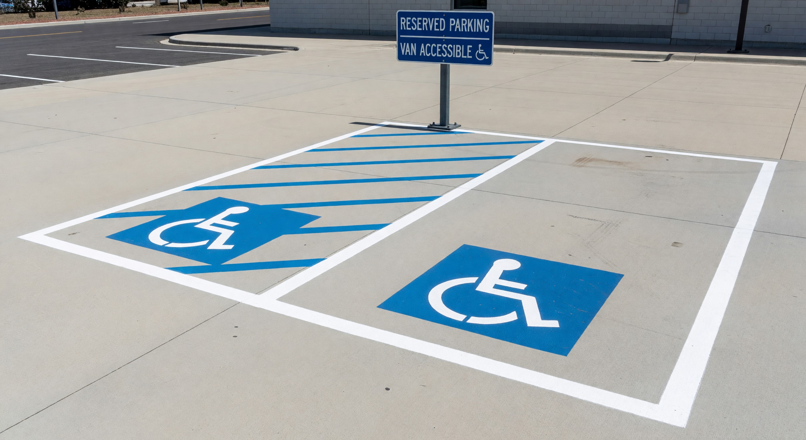 Accessible parking spaces with proper markings and van accessible signage