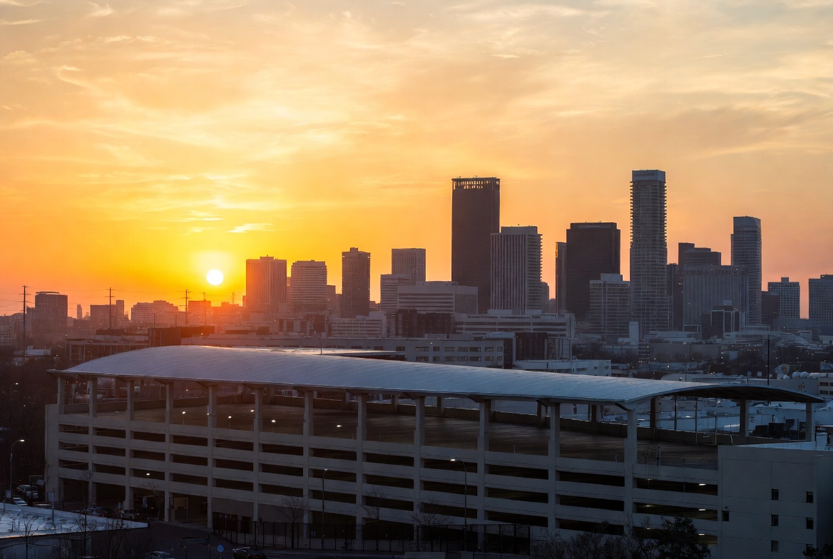 Growth chart made of parking barrier gate arms stacking upward