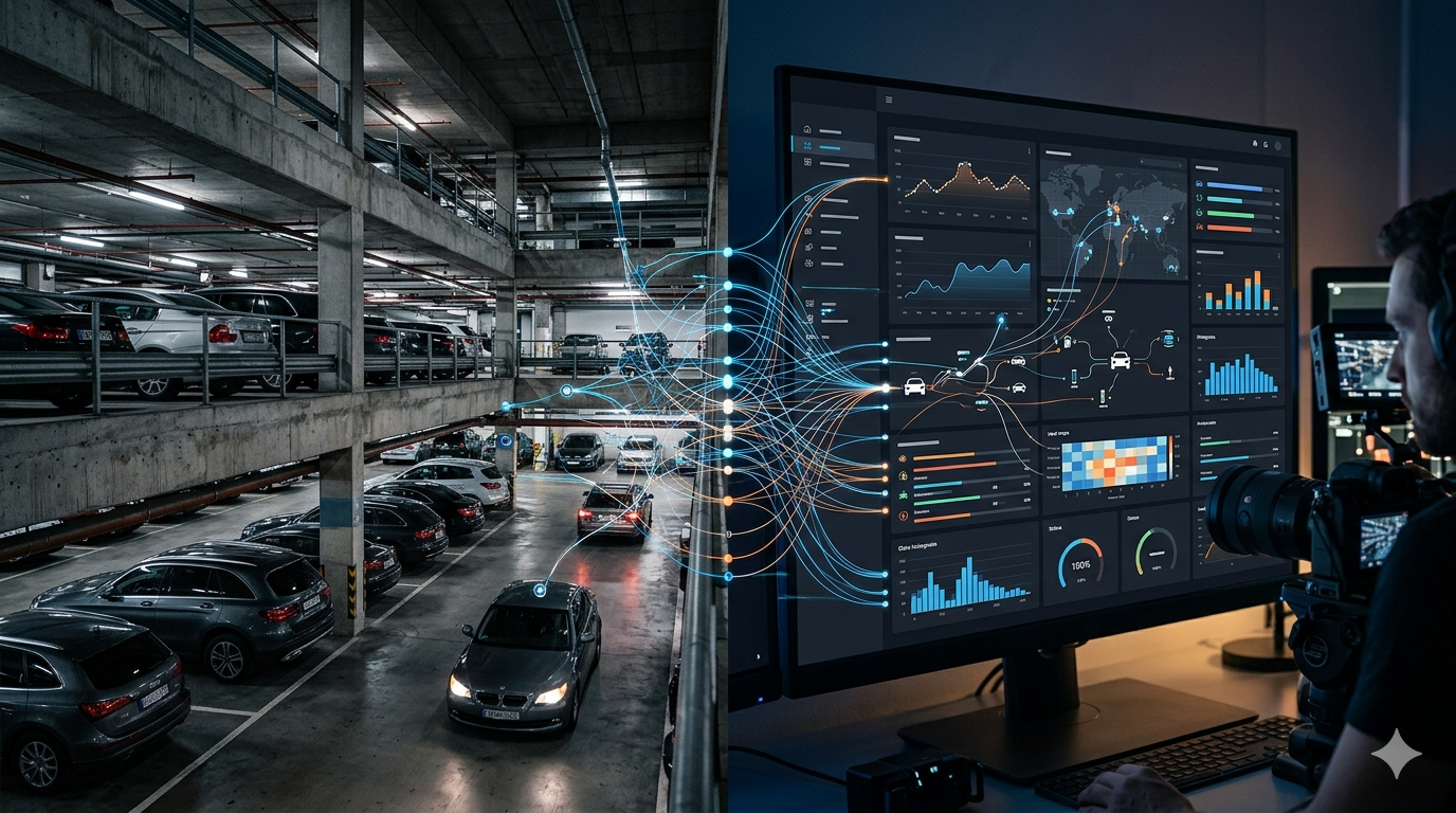 Parking garage connected to software dashboard visualization